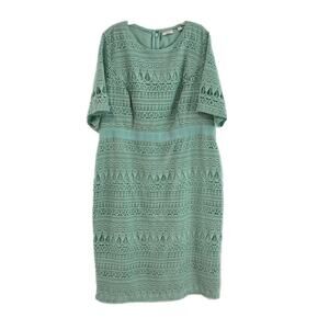 Eva Mendez Lace Sheath Dress Plus Size 2XL Green New York & Co Fairy Elegant